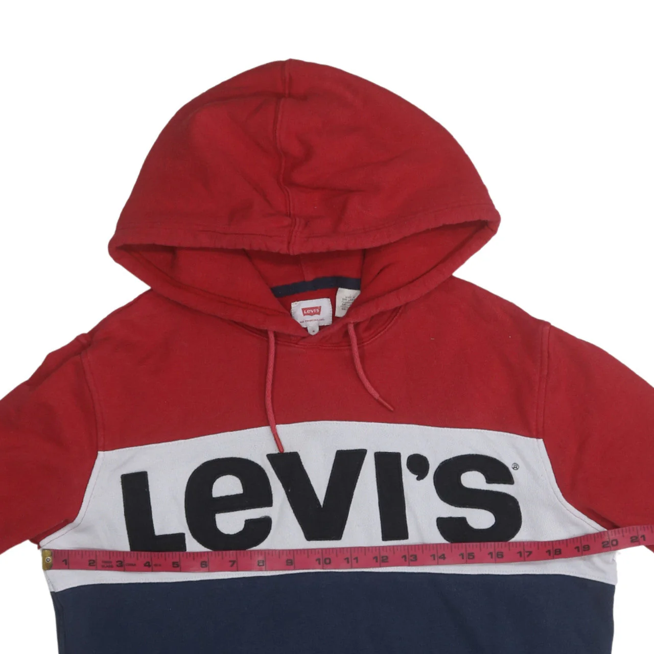 Levi's Men's Red Colourblock Logo Pullover Hoodie Size M - Image 3