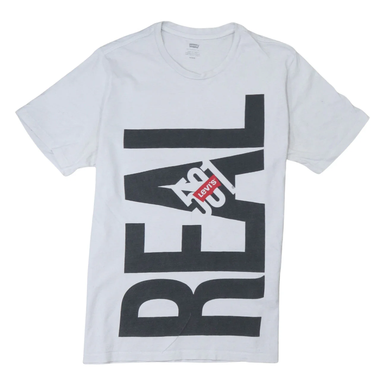 Levi's Men's White Graphic Print Crew Neck Cotton T-Shirt M