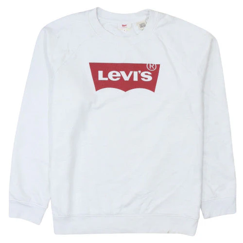 Levi's Men's White Logo Crew Neck Pullover Sweatshirt M