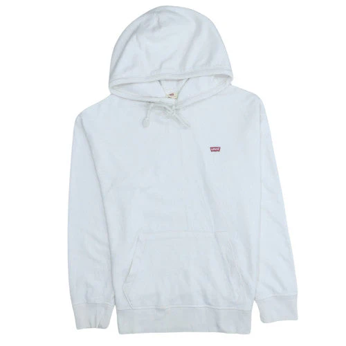 Levi's Men's White Pullover Hoodie M Logo Fleece Sweatshirt