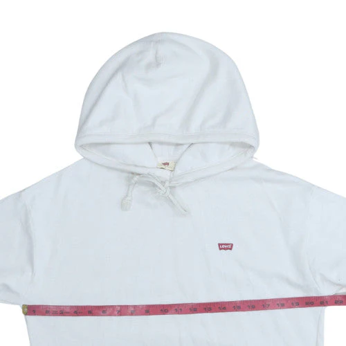 Levi's Men's White Pullover Hoodie M Logo Fleece Sweatshirt - Image 2