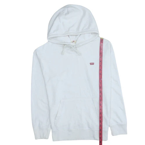 Levi's Men's White Pullover Hoodie M Logo Fleece Sweatshirt - Image 3
