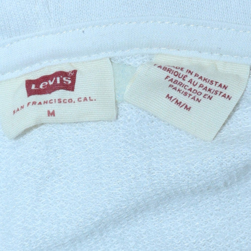 Levi's Men's White Pullover Hoodie M Logo Fleece Sweatshirt - Image 5