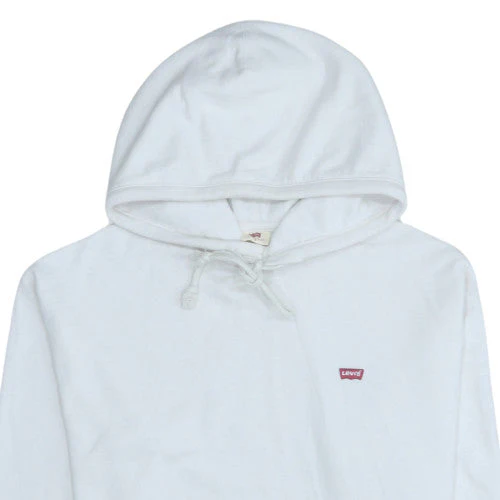 Levi's Men's White Pullover Hoodie M Logo Fleece Sweatshirt - Image 7