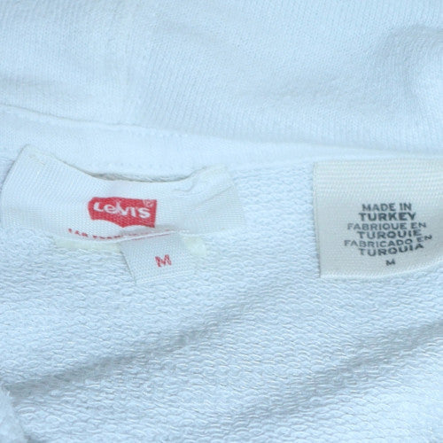 Levi's Men's White Pullover Hoodie M Logo Graphic Hooded Sweatshirt - Image 5