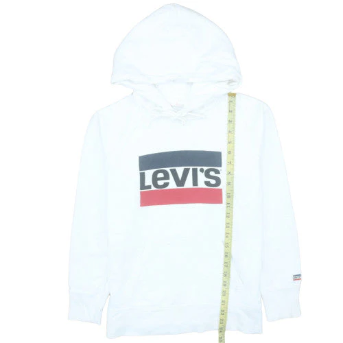 Levi's Men's White Pullover Hoodie S Graphic Logo Sweatshirt - Image 3