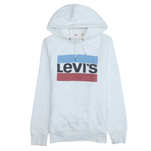 Levi's Men's White Pullover Hoodie Small Regular Fit Graphic Logo