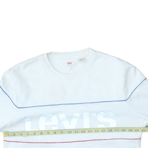 Levi's Men's White Pullover Logo Sweatshirt Size M Classic Fleece - Image 2
