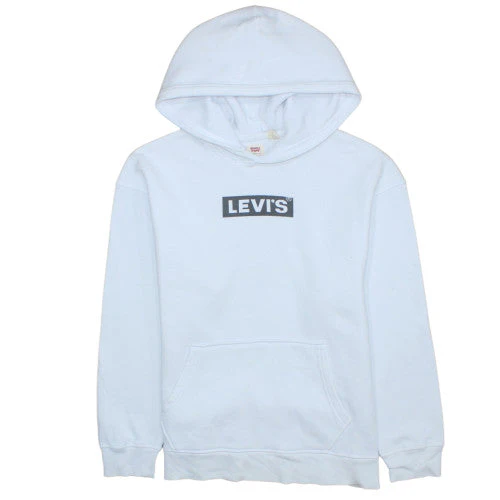 Levi's Men's White Relaxed Fit Logo Pullover Hoodie Size S