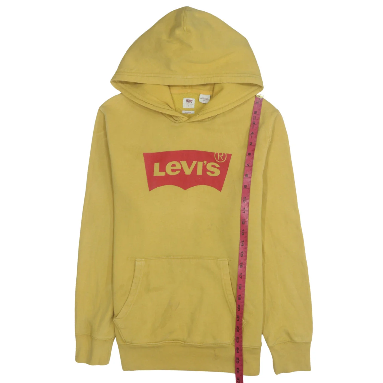 Levi's Men's Yellow Logo Pullover Hoodie Size S - Image 3