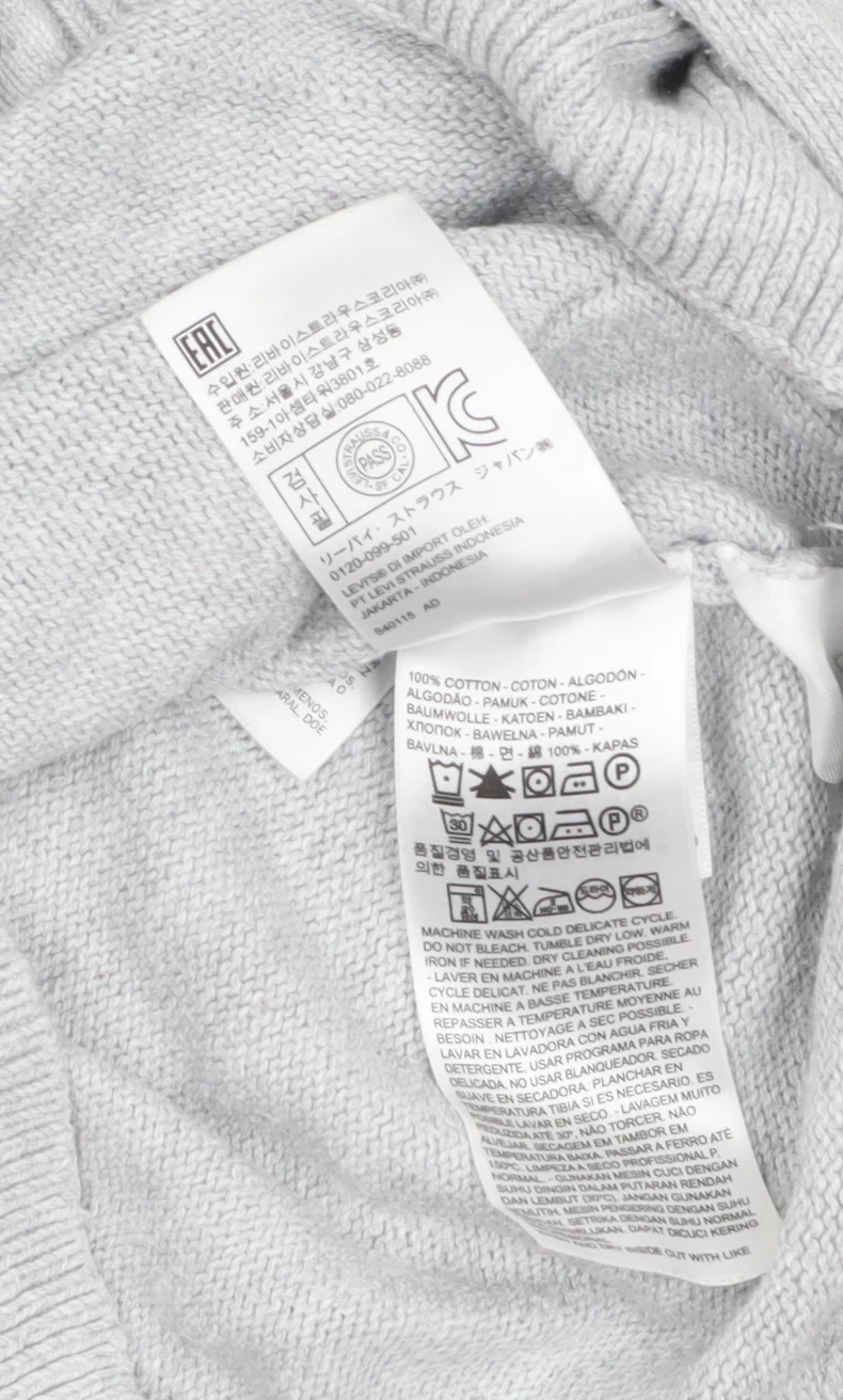 Levi's Women Grey Cotton V-Neck Button Cardigan XS - Image 4