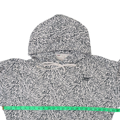 Levi's Women Ivory & Black Pullover Hoodie S Abstract Print Cotton - Image 3