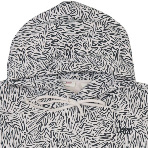 Levi's Women Ivory & Black Pullover Hoodie S Abstract Print Cotton - Image 7