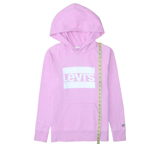 Levi's Women Pink Pullover Hoodie S Hooded Cotton Logo Sweatshirt - Image 3