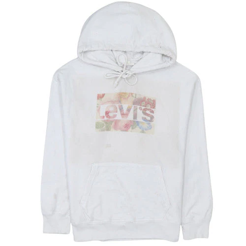 Levi's Women White Floral Logo Pullover Hoodie Medium
