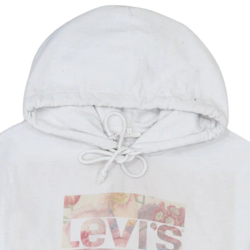 Levi's Women White Floral Logo Pullover Hoodie Medium - Image 8