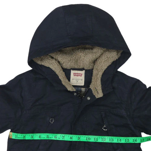 Levi's Womens Blue Hooded Parka Jacket Size 12 Lined Winter Coat - Image 3