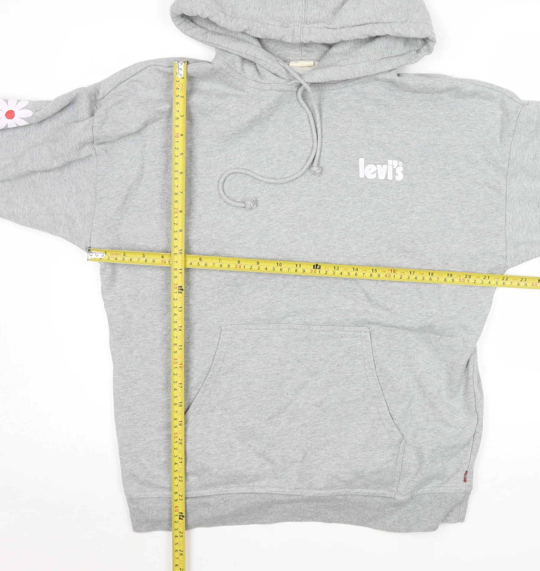 Levi's Women's Grey Floral Pullover Hoodie XS - Image 2
