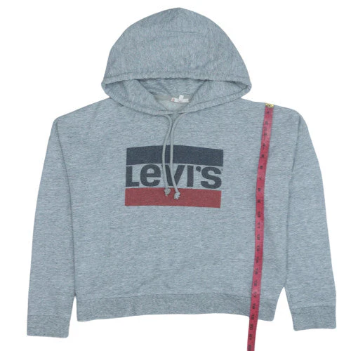 Levi's Womens Grey Small Pullover Hoodie with Logo Print - Image 3