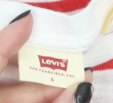 Levi's Women's Multicoloured Striped Long Sleeve Cotton T-Shirt Size S - Image 5