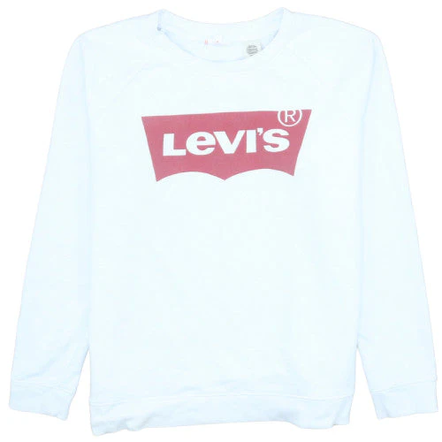Levi's Women's White Crew Neck Logo Sweatshirt Size S