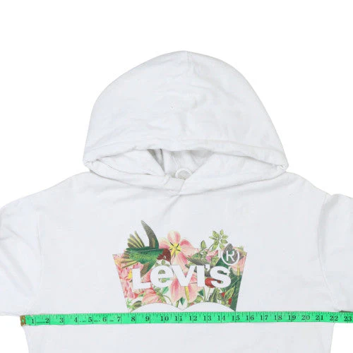 Levi's Womens White Floral Logo Pullover Hoodie Medium - Image 2