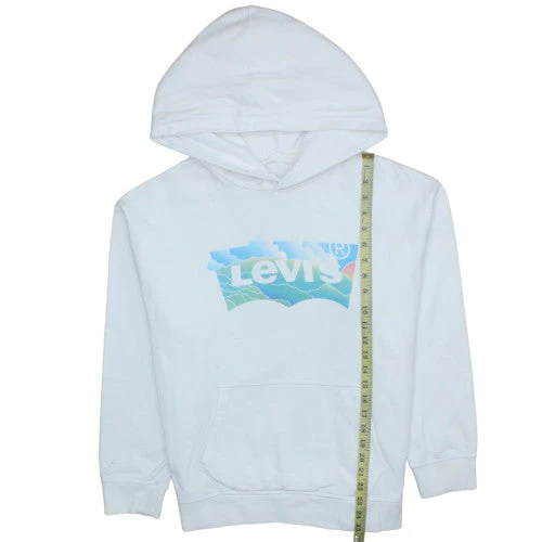 Levi's Womens White Pullover Hoodie L Graphic Print Cotton Blend - Image 3