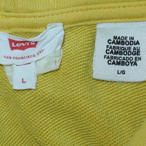 Levi's Womens Yellow Pullover Hoodie L Hooded Drawstring Sweatshirt - Image 5