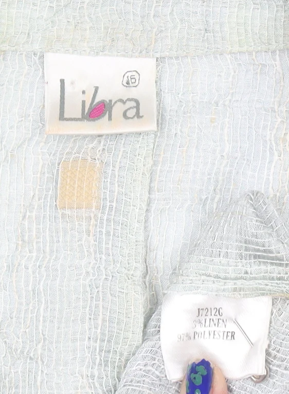 Libra Womens Blue Linen Blend Button Blazer Size 16 - Image 4