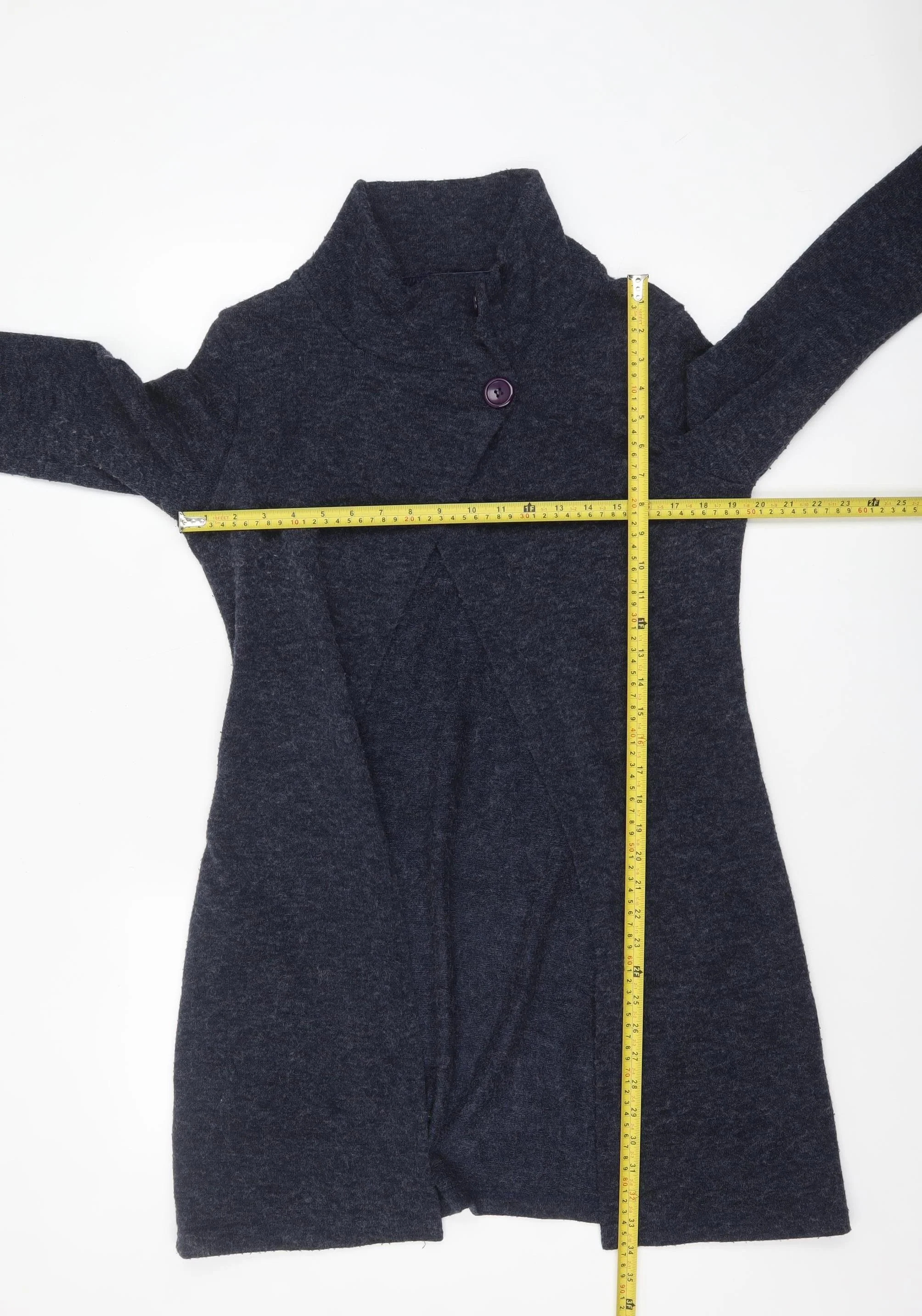 Lily and Me Women's Blue High Neck Long Sleeve Cardigan Size 12 - Image 2