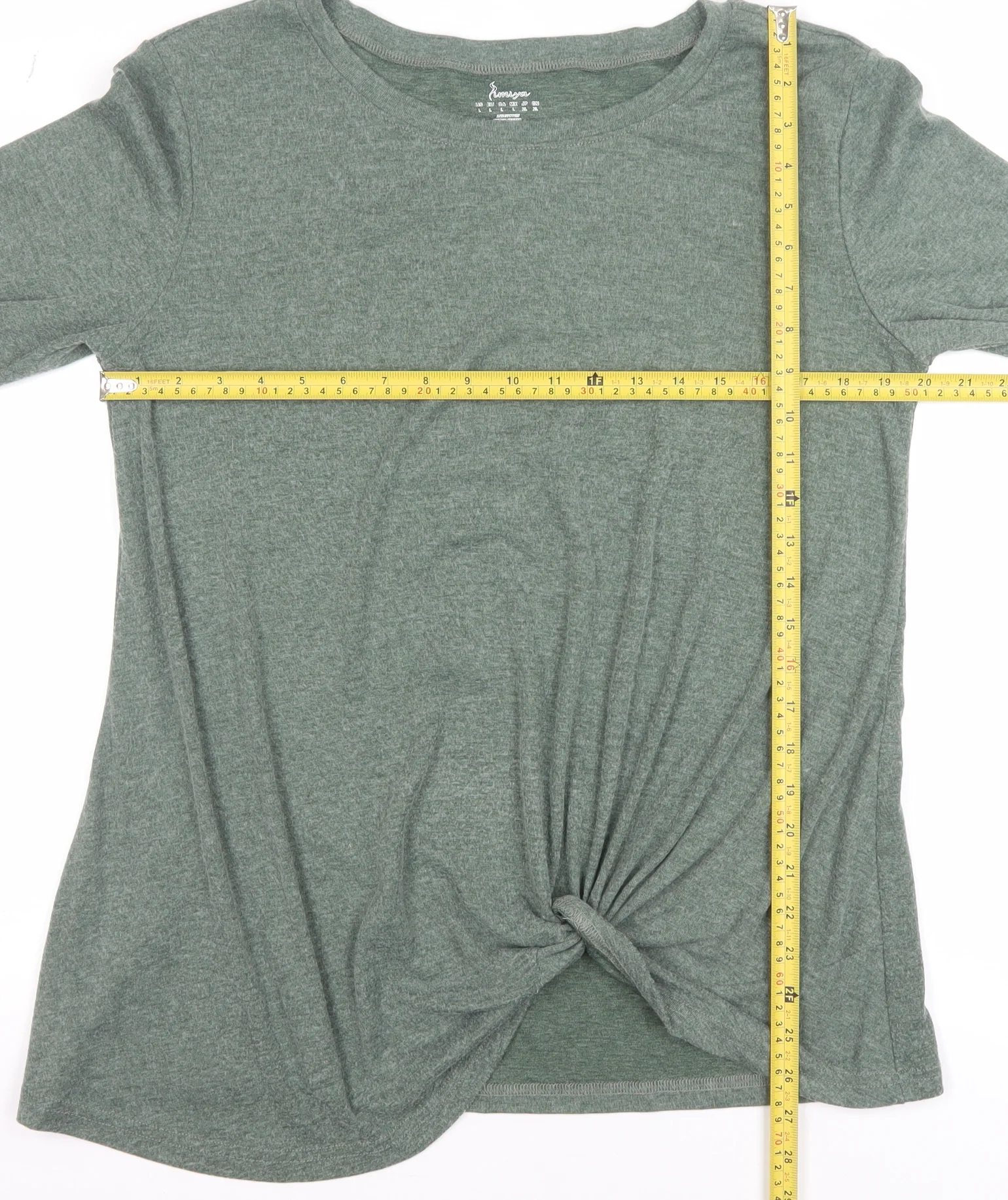 Limisya Women’s Green Long Sleeve Knot Front T-Shirt Size L - Image 2