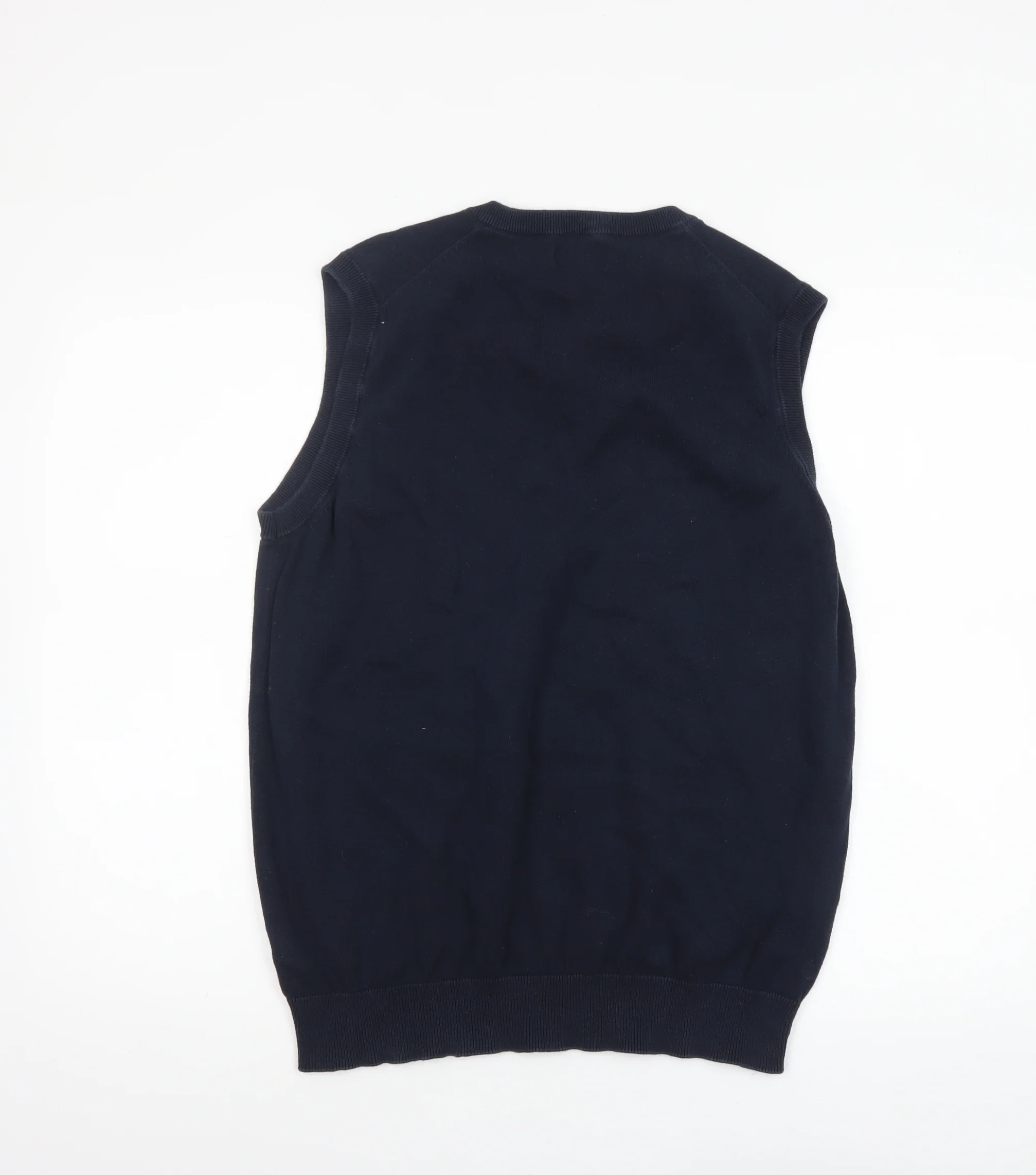 Lincoln Men's Blue Cotton V-Neck Sleeveless Vest Jumper M - Image 3