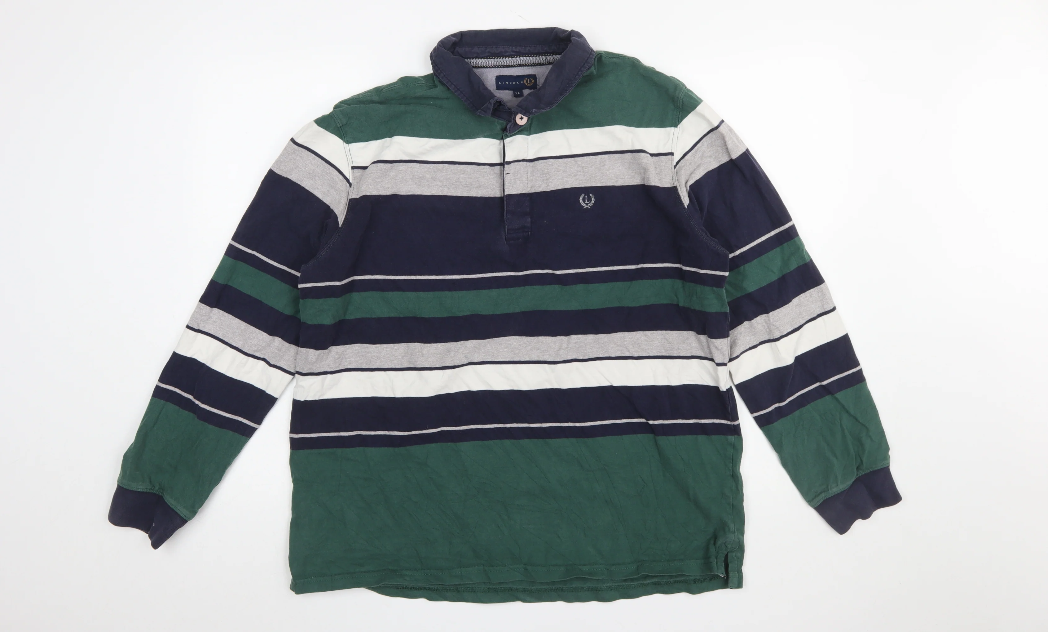 Lincoln Men's Multicoloured Striped Long Sleeve Polo Shirt XL
