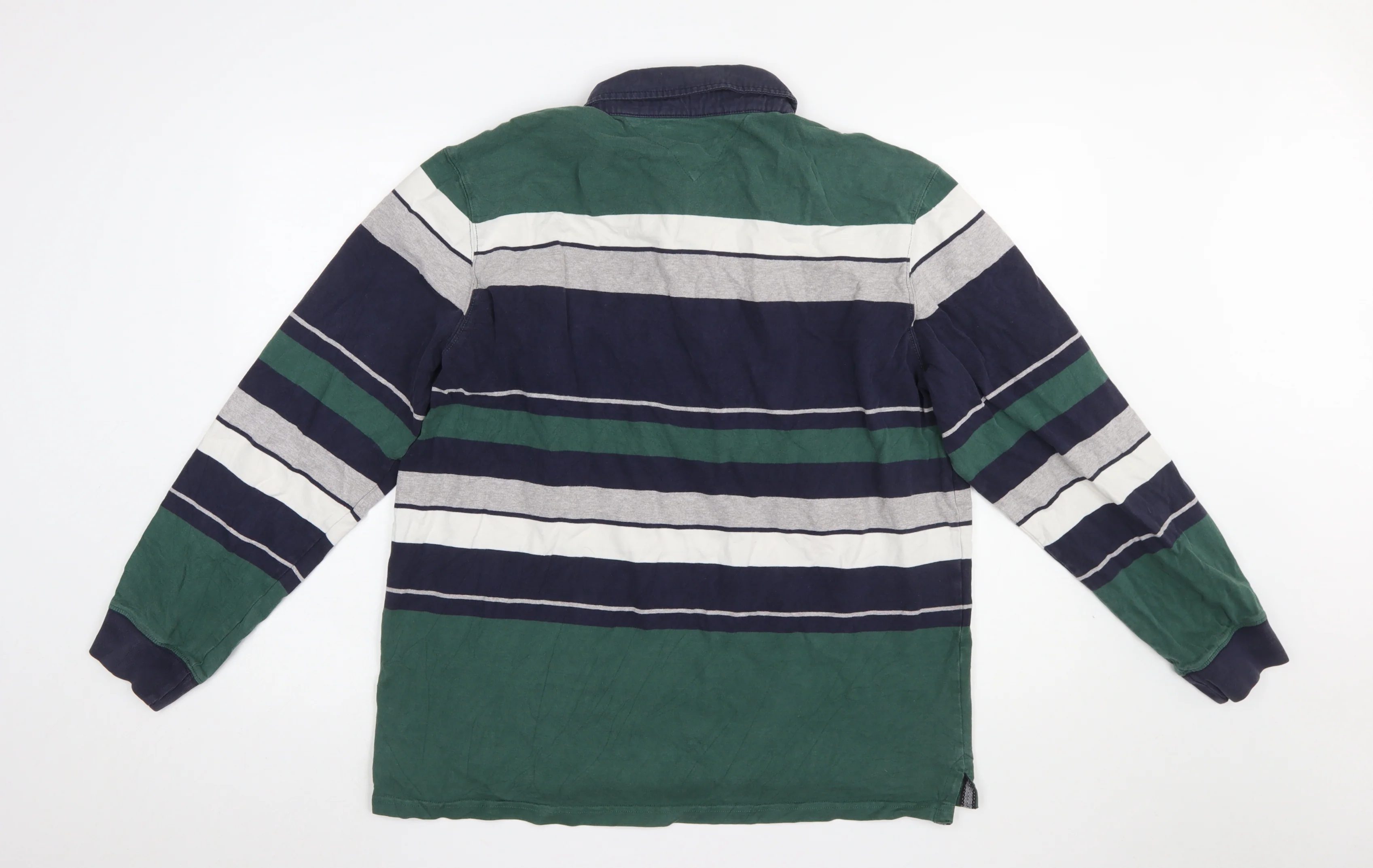 Lincoln Men's Multicoloured Striped Long Sleeve Polo Shirt XL - Image 3
