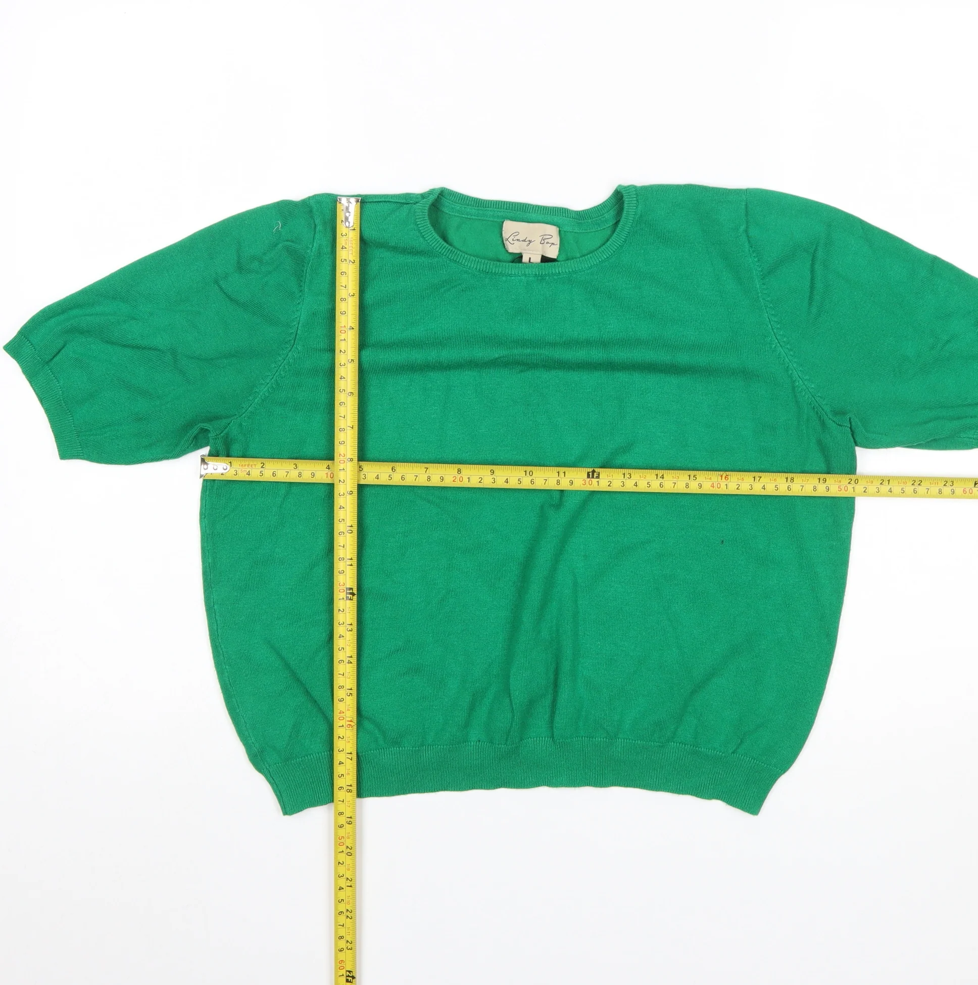 Lindy Bop Women's Green Short Sleeve Pullover Jumper Size L - Image 2