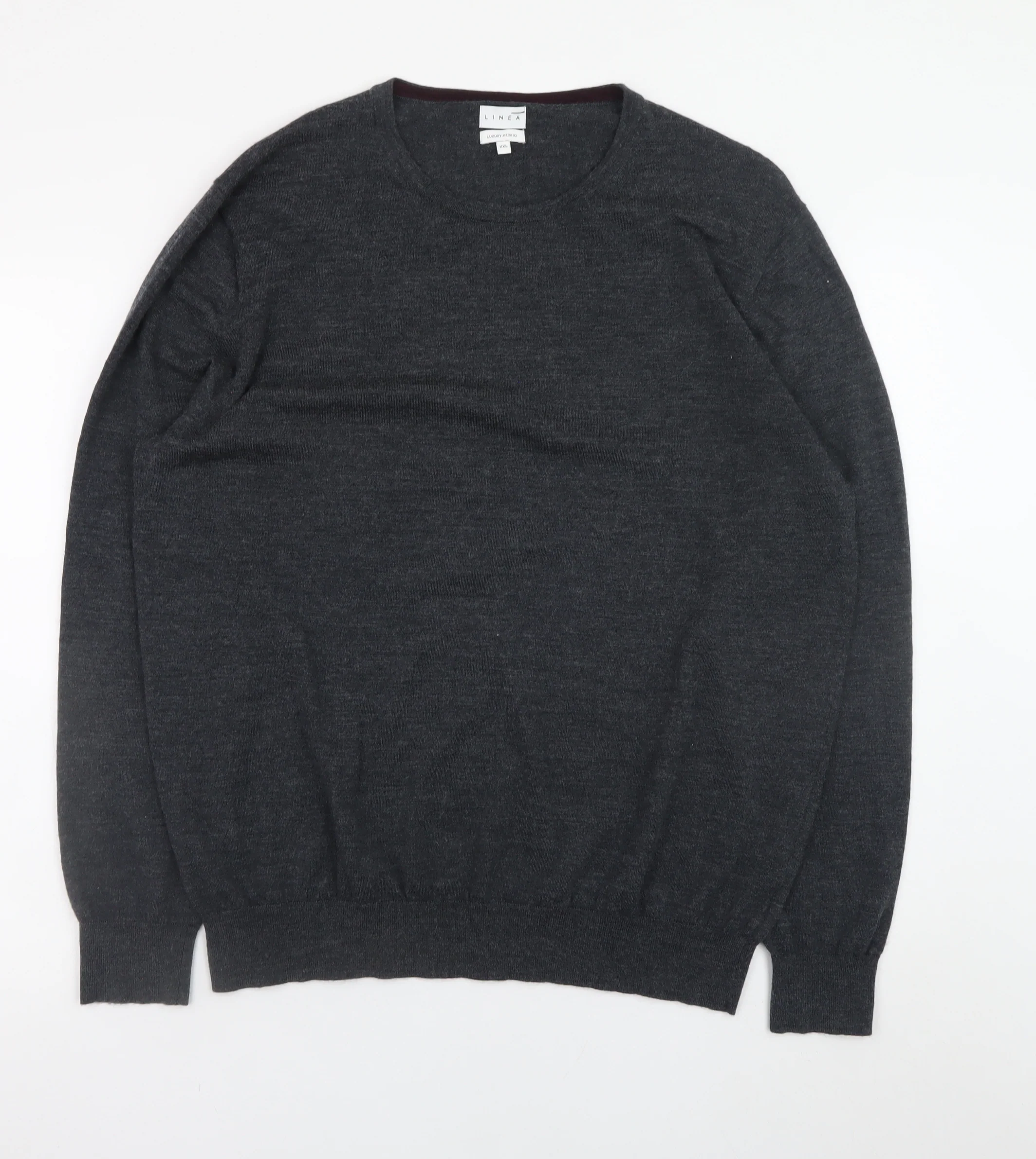 Linea Men’s Grey Luxury Merino Wool Crew Neck Jumper XXL