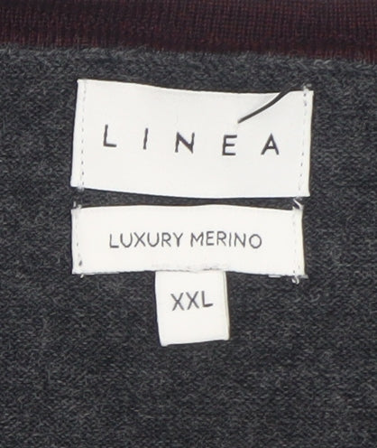 Linea Men’s Grey Luxury Merino Wool Crew Neck Jumper XXL - Image 4