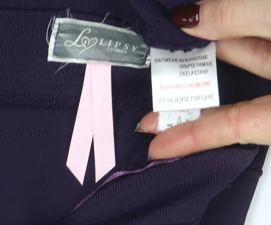 Lipsy London Women's Purple Size 8 Strapless Bodycon Dress - Image 4