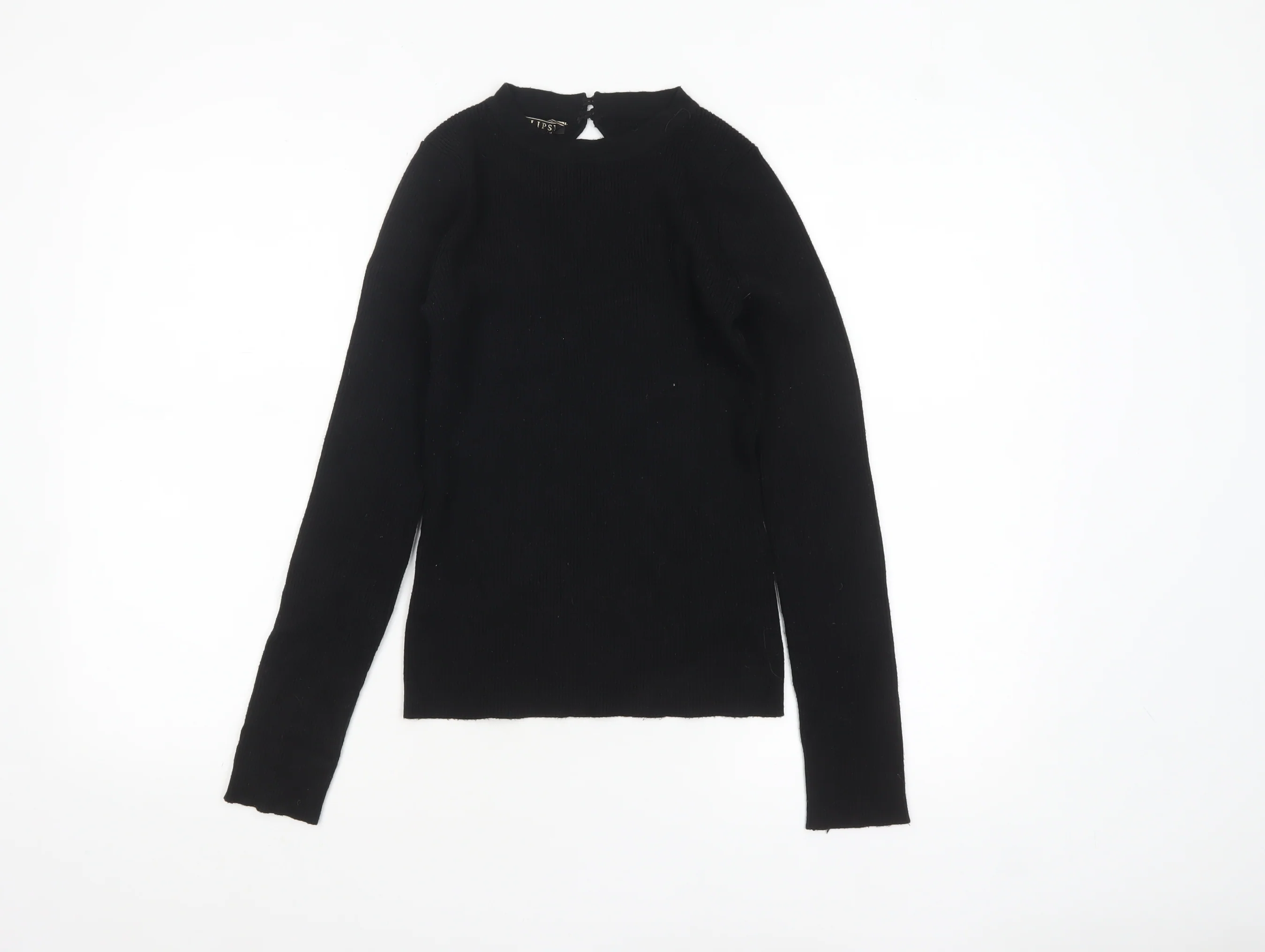 Lipsy Women Black Slim Fit Ribbed High Neck Long Sleeve Jumper Size 10