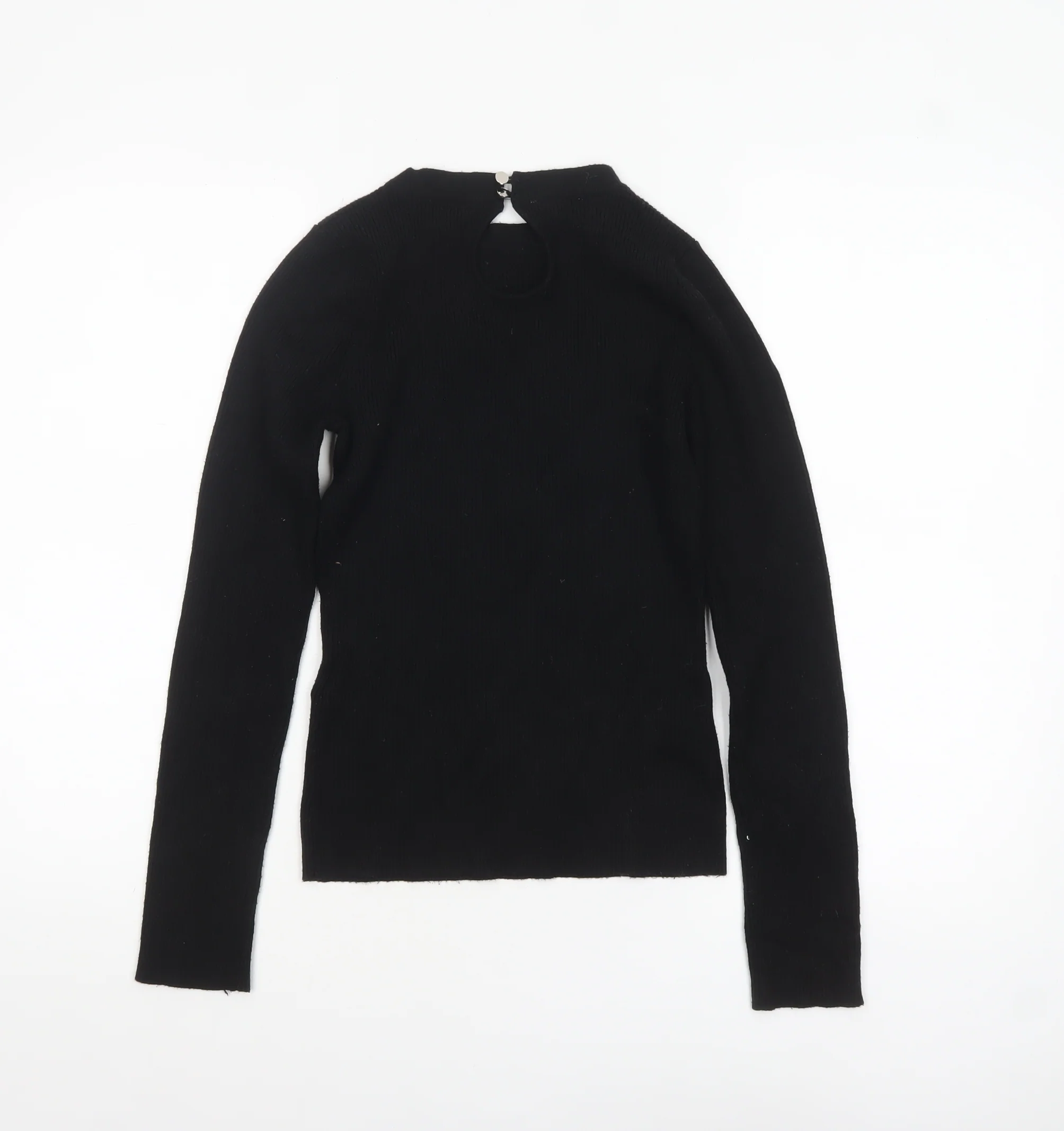 Lipsy Women Black Slim Fit Ribbed High Neck Long Sleeve Jumper Size 10 - Image 3