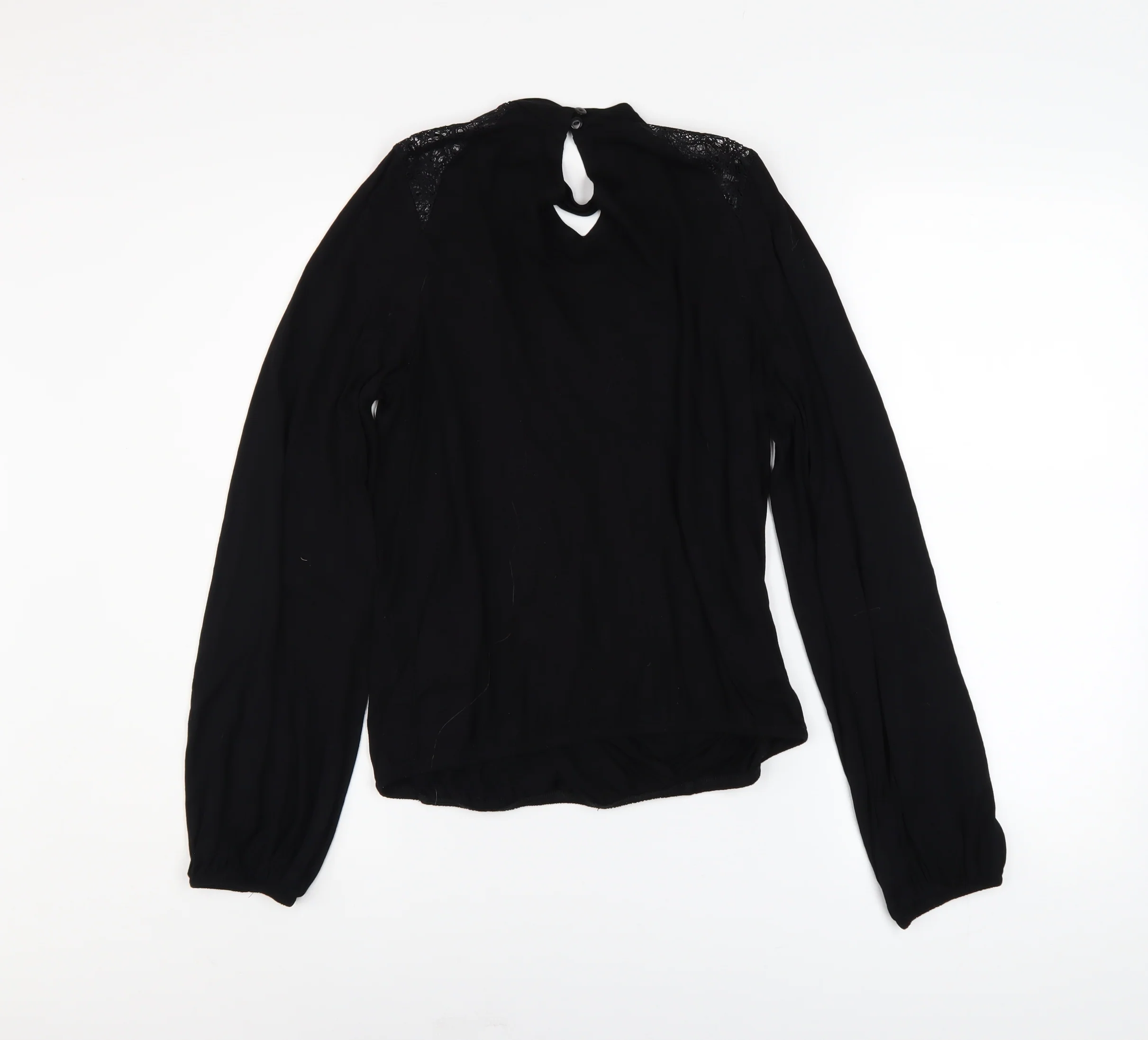 Lipsy Women’s Black Long Sleeve Lace Wrap Blouse UK 10 - Image 3