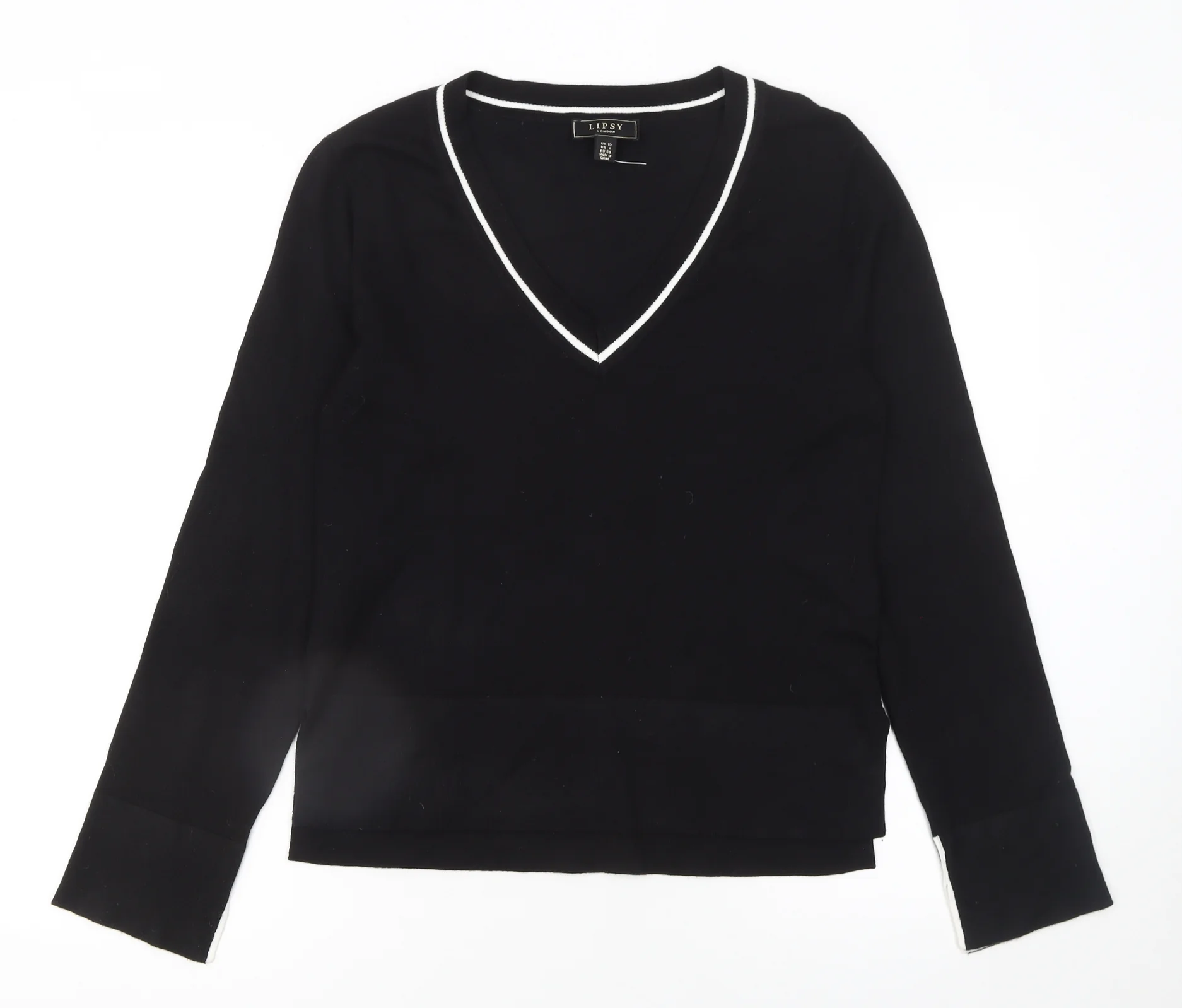 Lipsy Women’s Black V-Neck Long Sleeve Knit Jumper Size 10