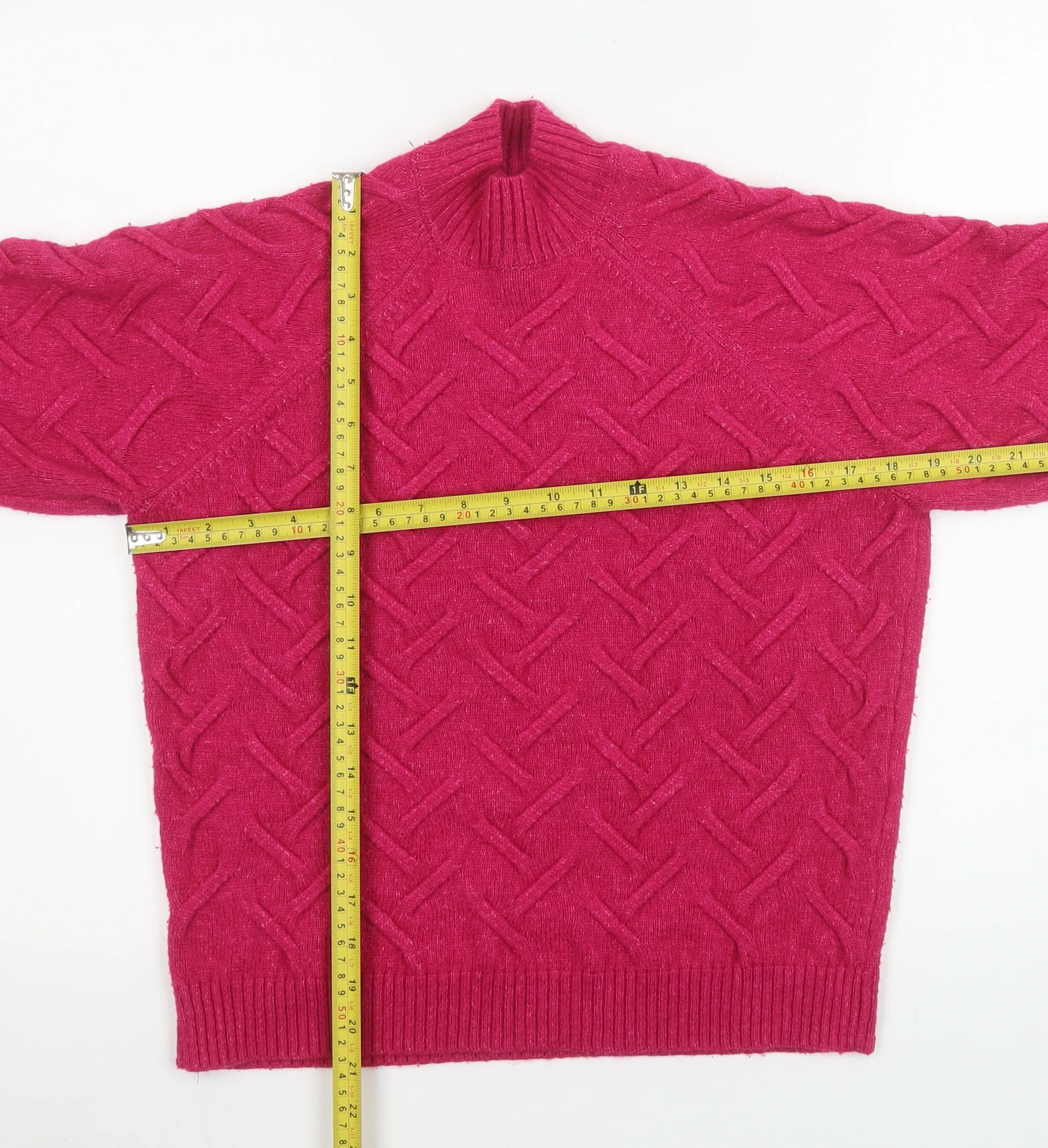 Lipsy Women’s Pink Mock Neck Cable Knit Jumper Size 10 - Image 2