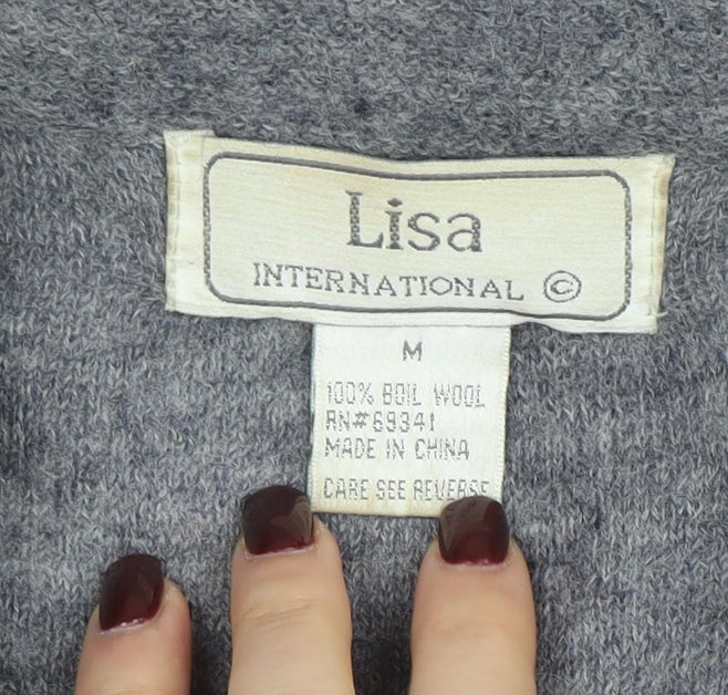 Lisa International Women Grey Wool Short Jacket M - Image 4