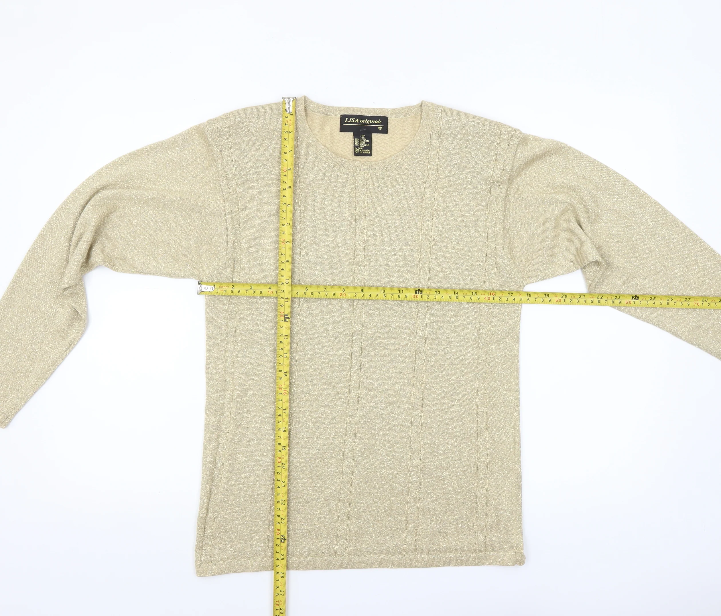 Lisa Originals Women’s Beige Knit Pullover Jumper Size S Long Sleeve - Image 2