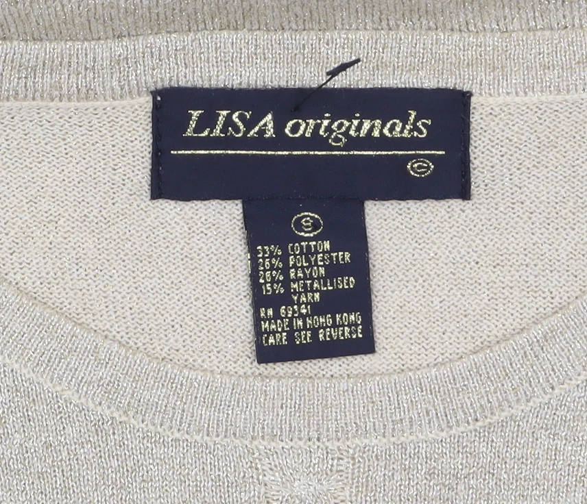 Lisa Originals Women’s Beige Knit Pullover Jumper Size S Long Sleeve - Image 4