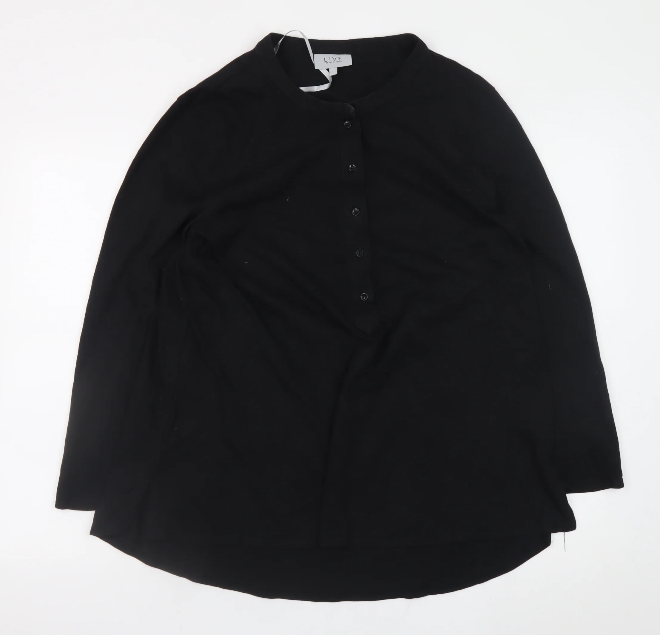 LIVE FOR THE WEEKEND Men's Black Henley Long Sleeve Cotton T-Shirt 2XL