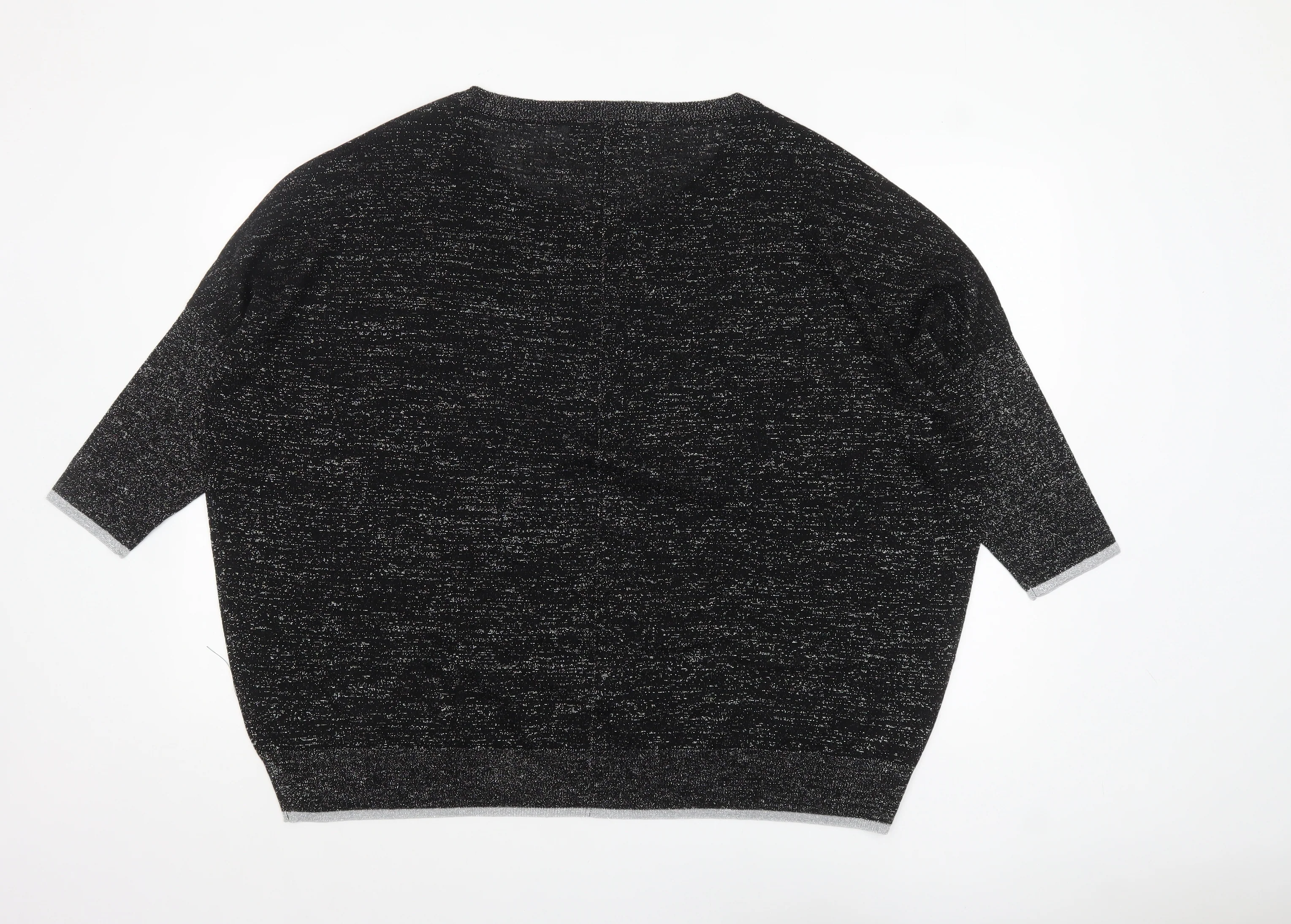 Live Unlimited Women Black Metallic Relaxed 3/4 Sleeve Pullover Jumper UK 18 - Image 3