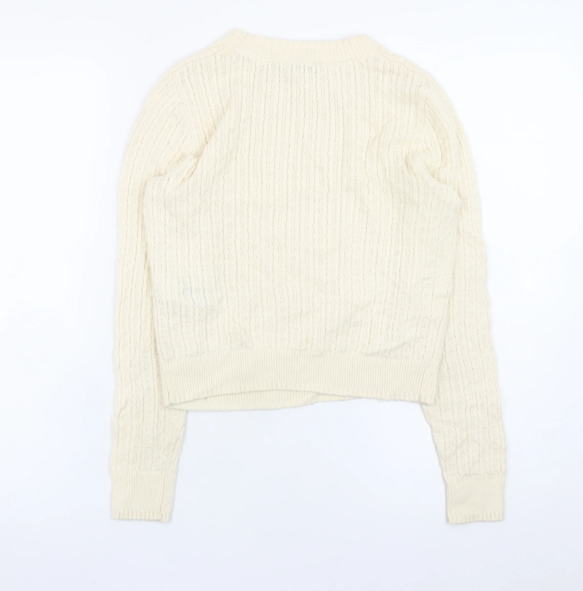 LK Bennett Women’s Ivory Cable-Knit Wool Cotton Jumper XS - Image 3