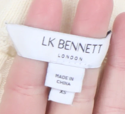 LK Bennett Women’s Ivory Cable-Knit Wool Cotton Jumper XS - Image 4